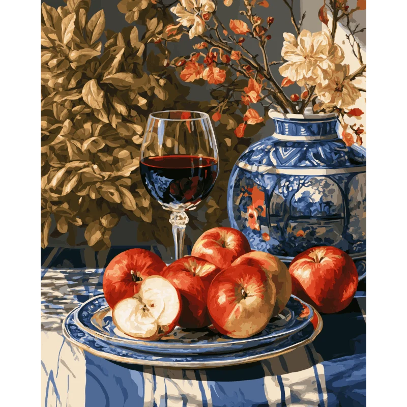 Äpfel & blaues Porzellan