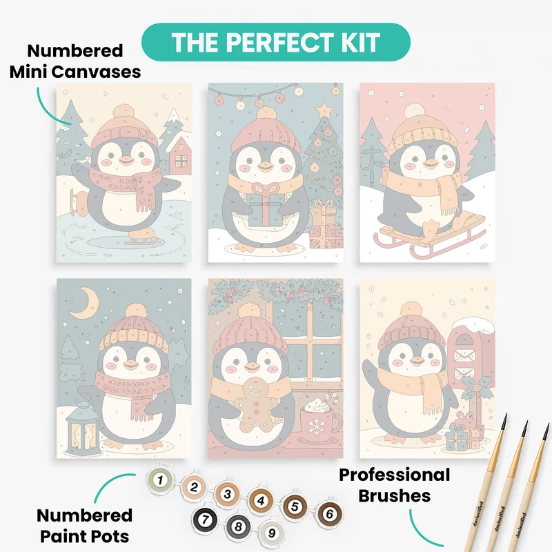 Winter Penguin Pals - Mini Paint by Numbers Set