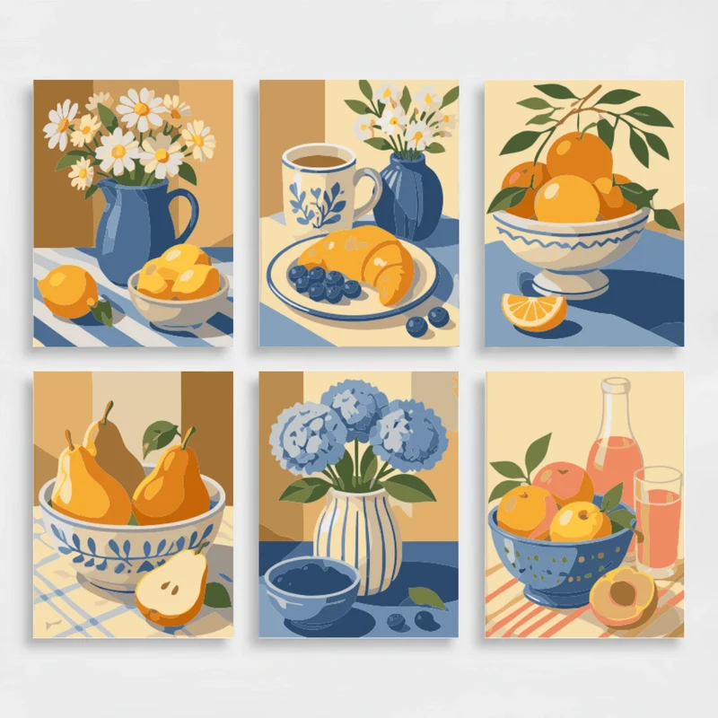 Kitchen Still Life Blooms & Fruit - Mini Paint by Numbers Set
