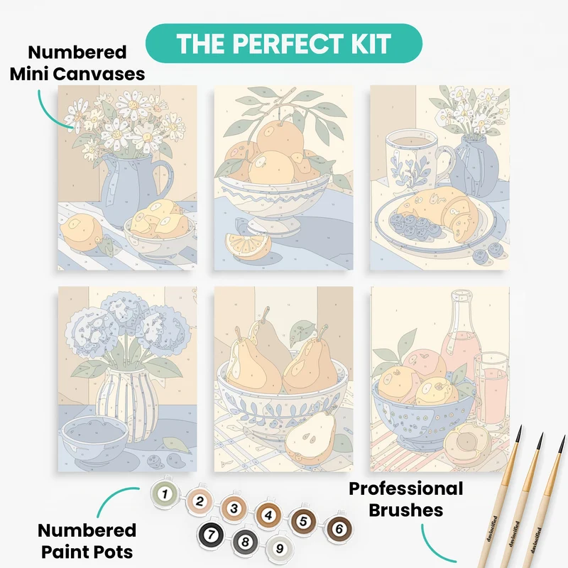 Kitchen Still Life Blooms & Fruit - Mini Paint by Numbers Set