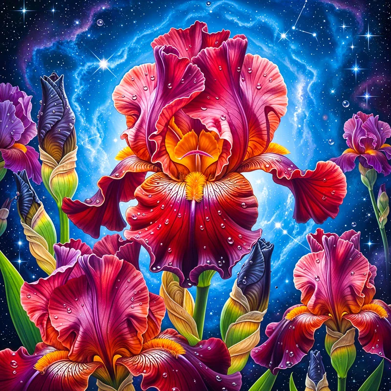 5D Diamond Painting – Galaktische Irisblüte