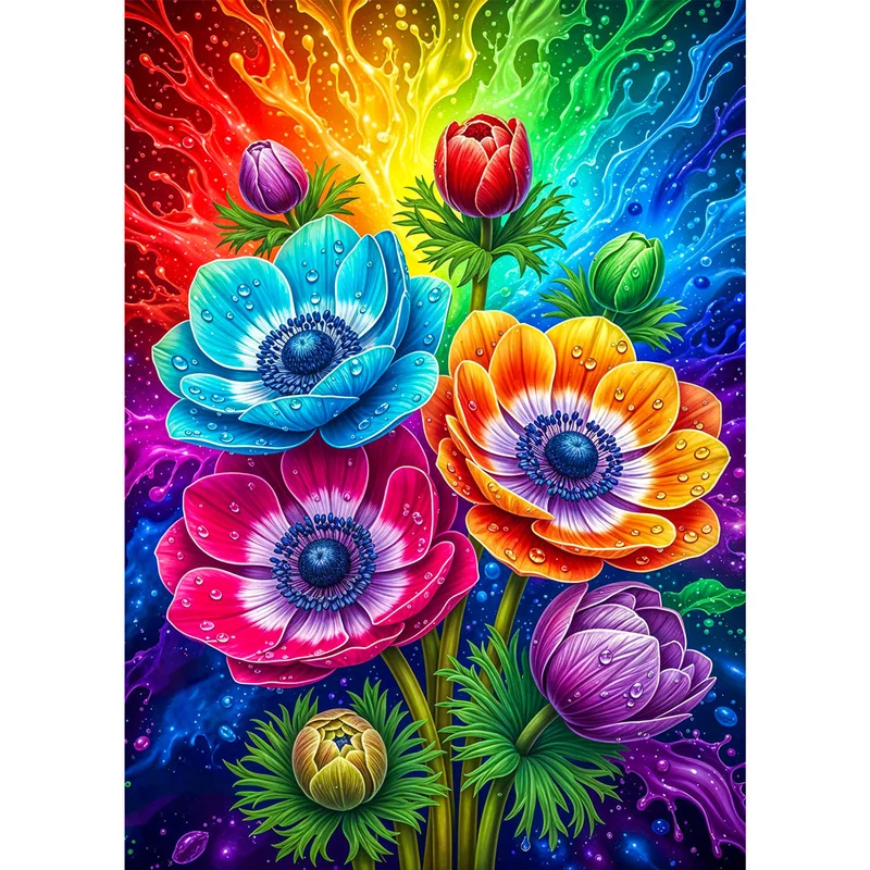 5D Diamond Painting – Farbexplosion der Anemonen