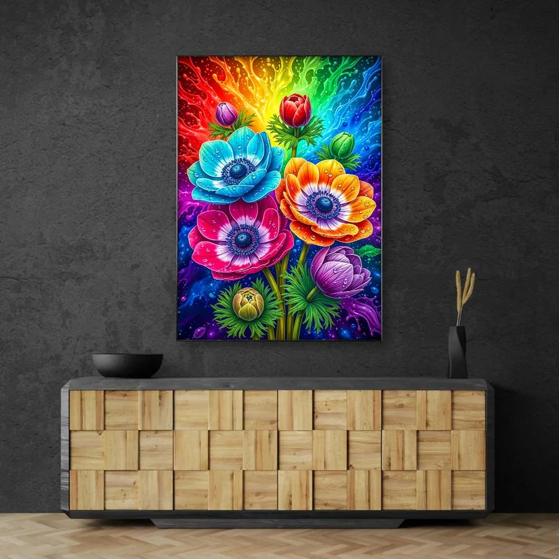 5D Diamond Painting – Farbexplosion der Anemonen