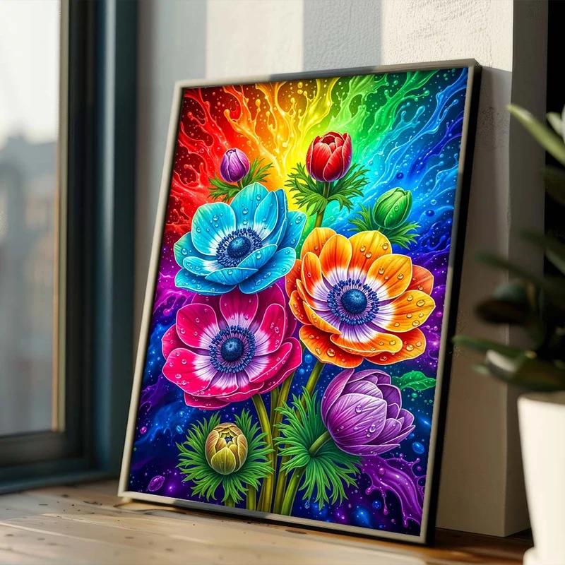 5D Diamond Painting – Farbexplosion der Anemonen