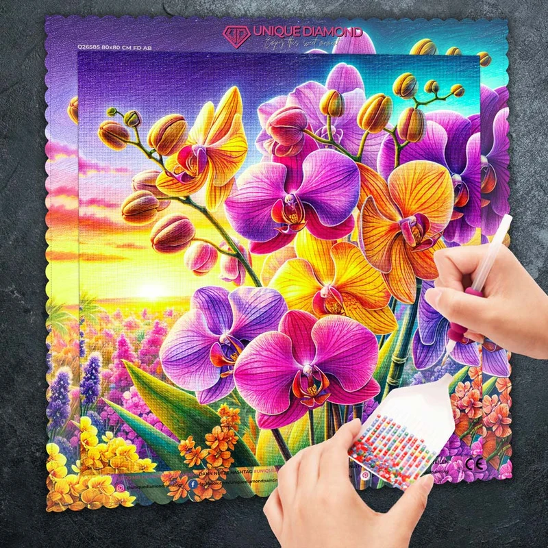 5D Diamond Painting – Orchideenfeuer im Abendlicht