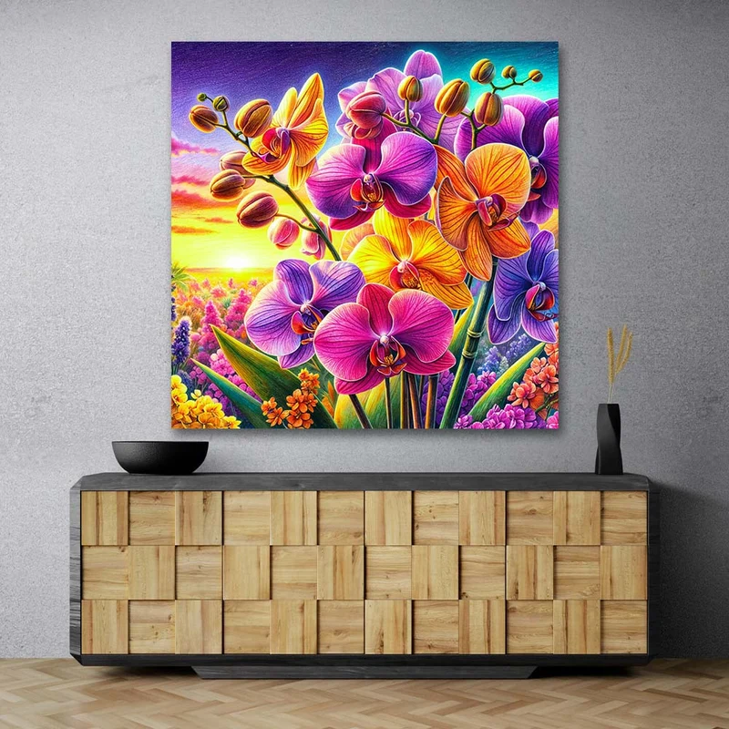 5D Diamond Painting – Orchideenfeuer im Abendlicht
