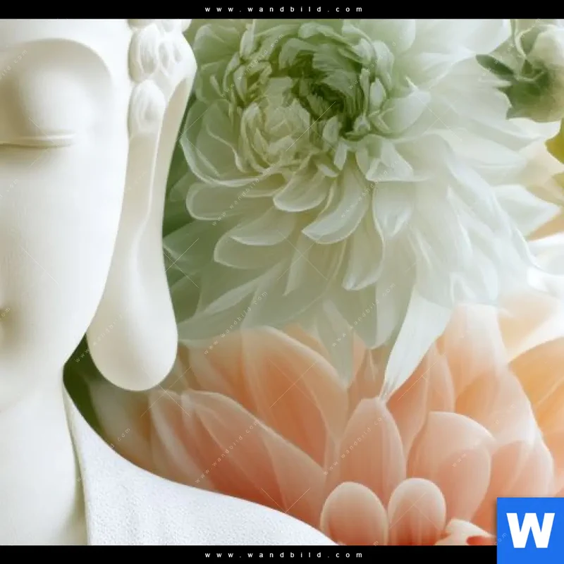 Aluminiumbild gebürstet | Buddha im Blütenglück | Panorama