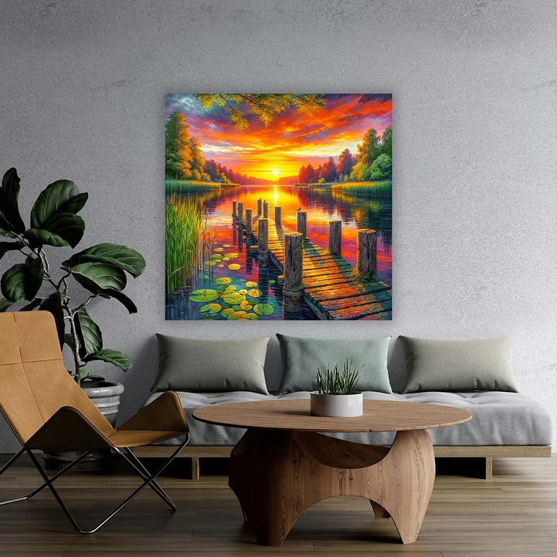 5D Diamond Painting – Abendgold am Seeufer