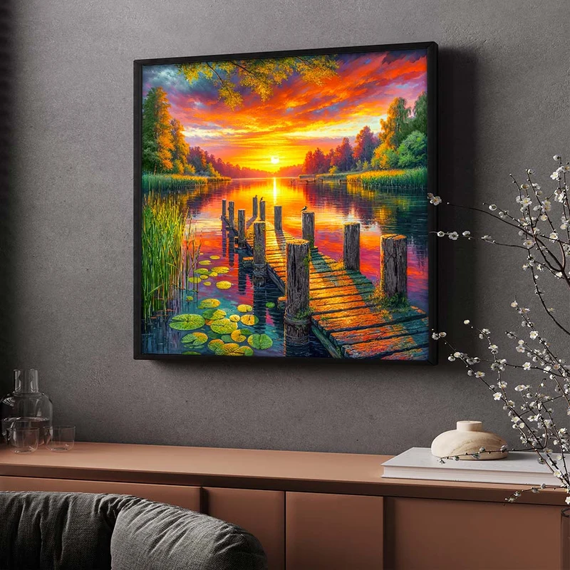 5D Diamond Painting – Abendgold am Seeufer