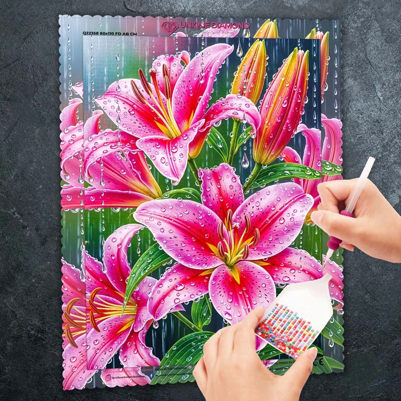 5D Diamond Painting – Lilien im Sommerregen