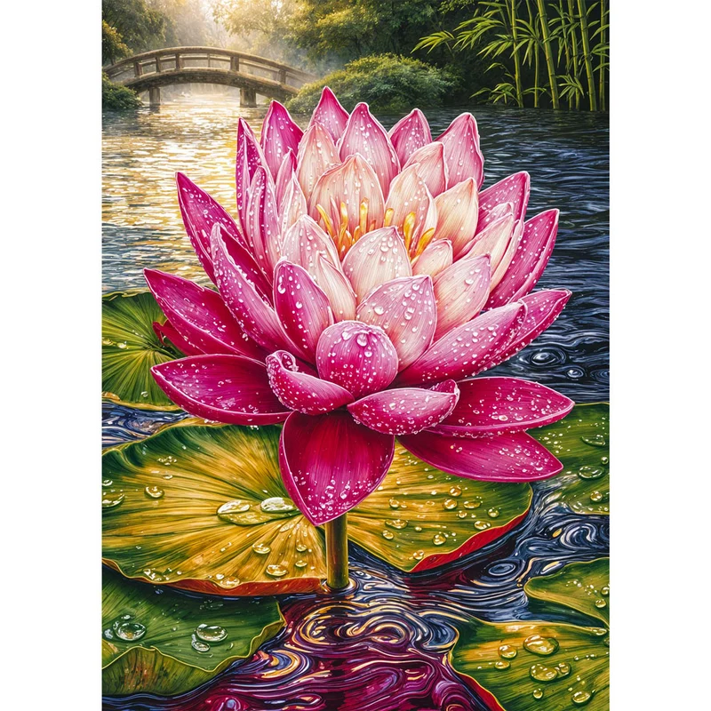 5D Diamond Painting – Lotuszauber im Morgenlicht