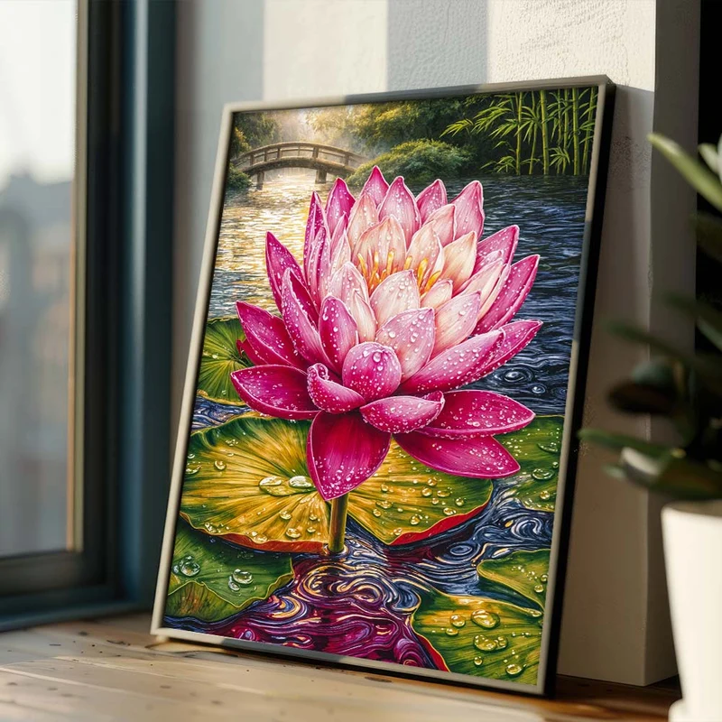 5D Diamond Painting – Lotuszauber im Morgenlicht