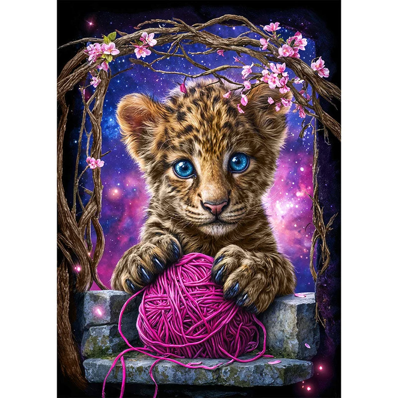 5D Diamond Painting – Leo & das rosa Wunderknäuel