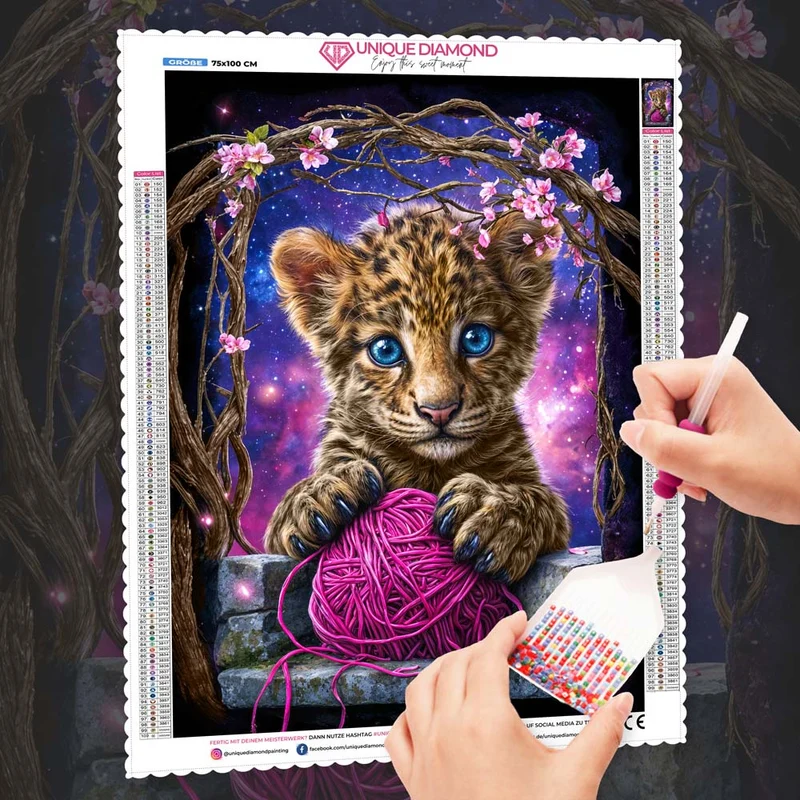 5D Diamond Painting – Leo & das rosa Wunderknäuel