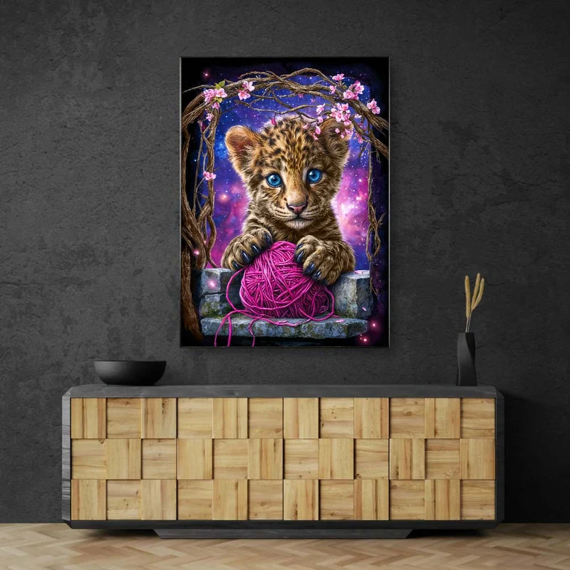 5D Diamond Painting – Leo & das rosa Wunderknäuel