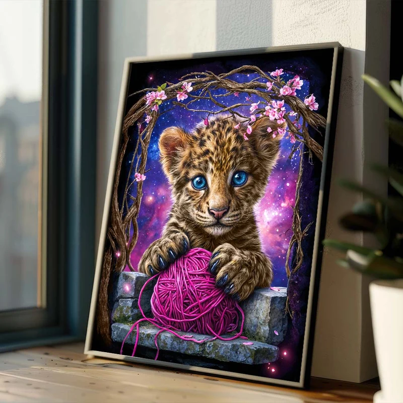 5D Diamond Painting – Leo & das rosa Wunderknäuel