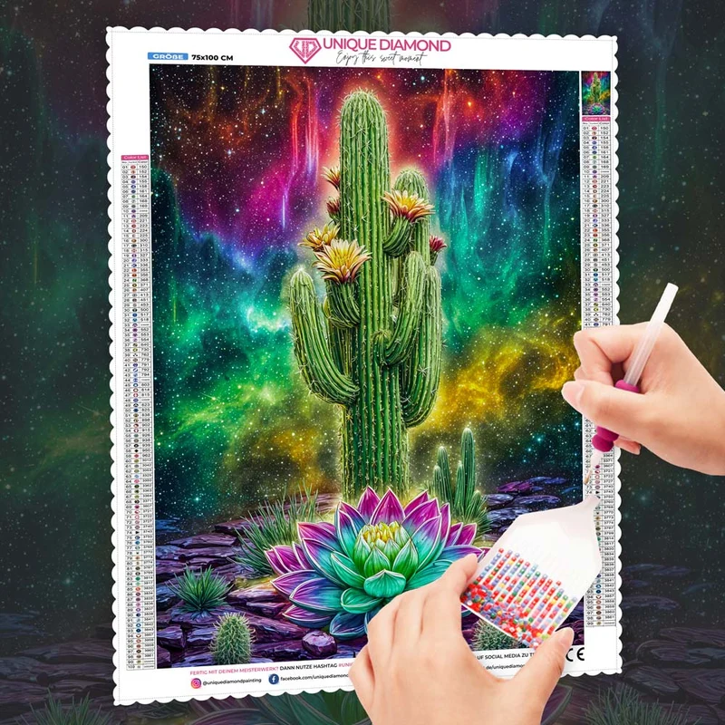 5D Diamond Painting – Kaktuslicht im Sternennebel