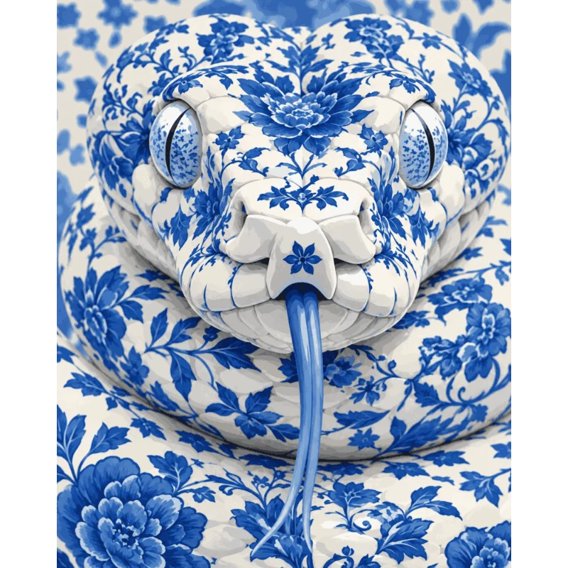 Blaue Porzellanschlange