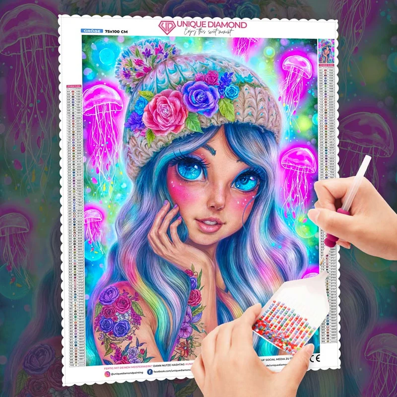 5D Diamond Painting – Medusenmagie und Regenbogenhaar
