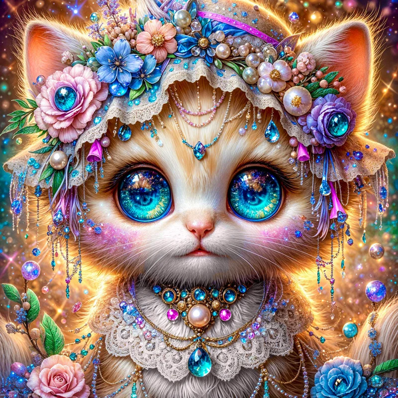 5D Diamond Painting – Sternenblick der Juwelenkatze