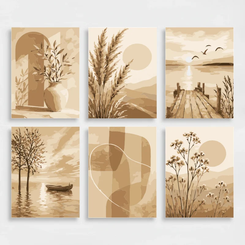 Sepia Serenity - Mini Paint by Numbers Set