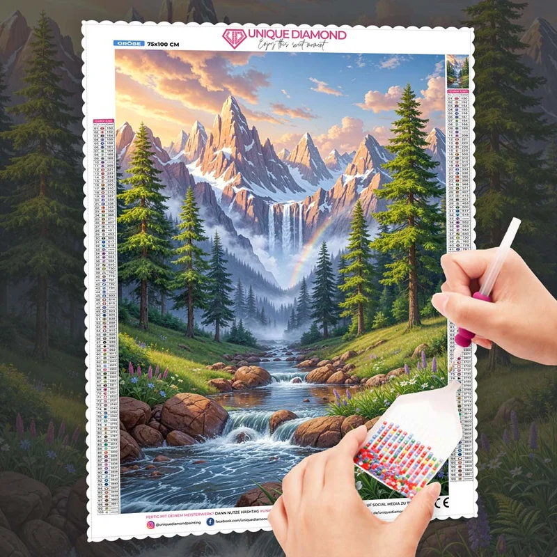 5D Diamond Painting – Tal der Regenbogenwasser