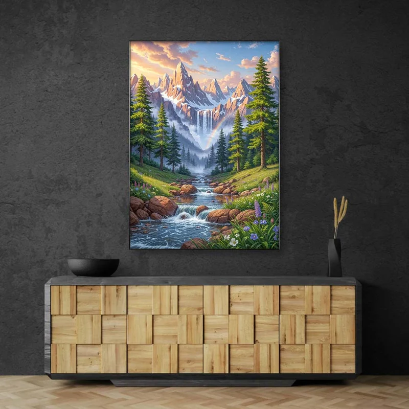 5D Diamond Painting – Tal der Regenbogenwasser