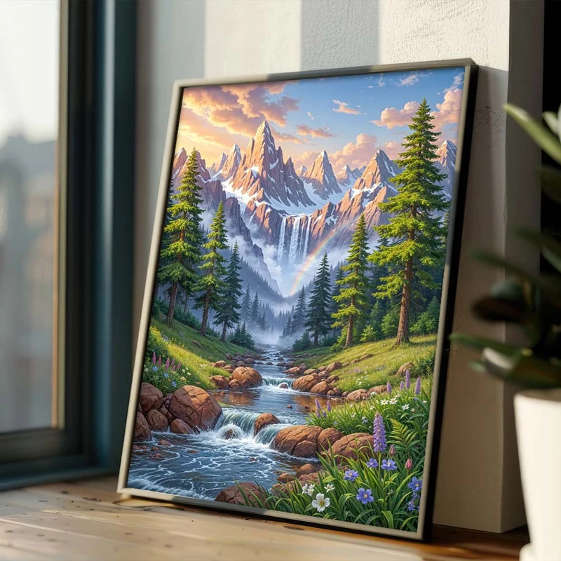 5D Diamond Painting – Tal der Regenbogenwasser