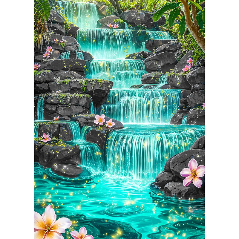 5D Diamond Painting – Smaragdquelle der Tropen