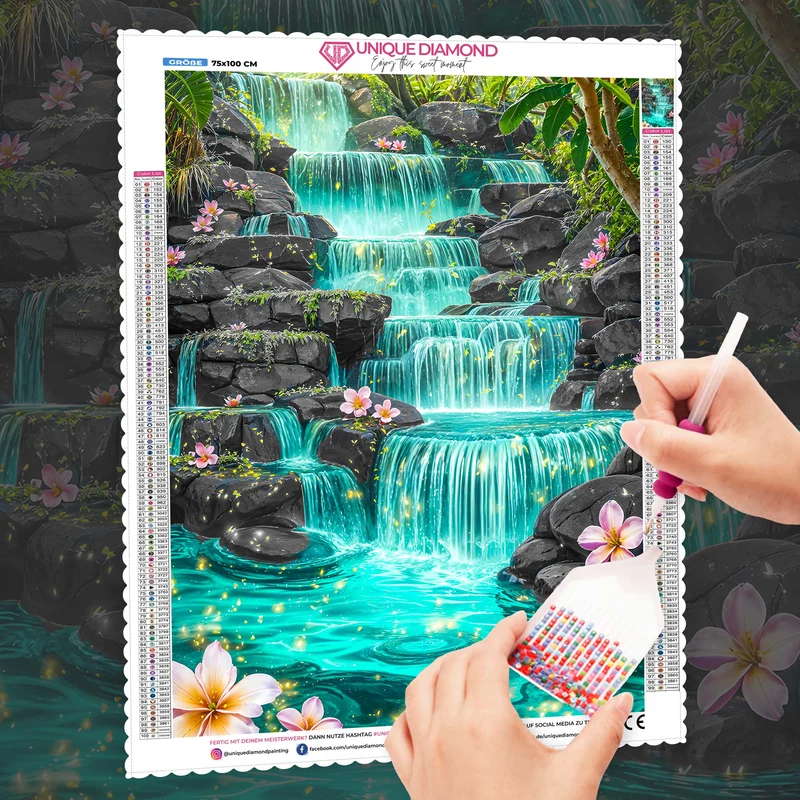 5D Diamond Painting – Smaragdquelle der Tropen