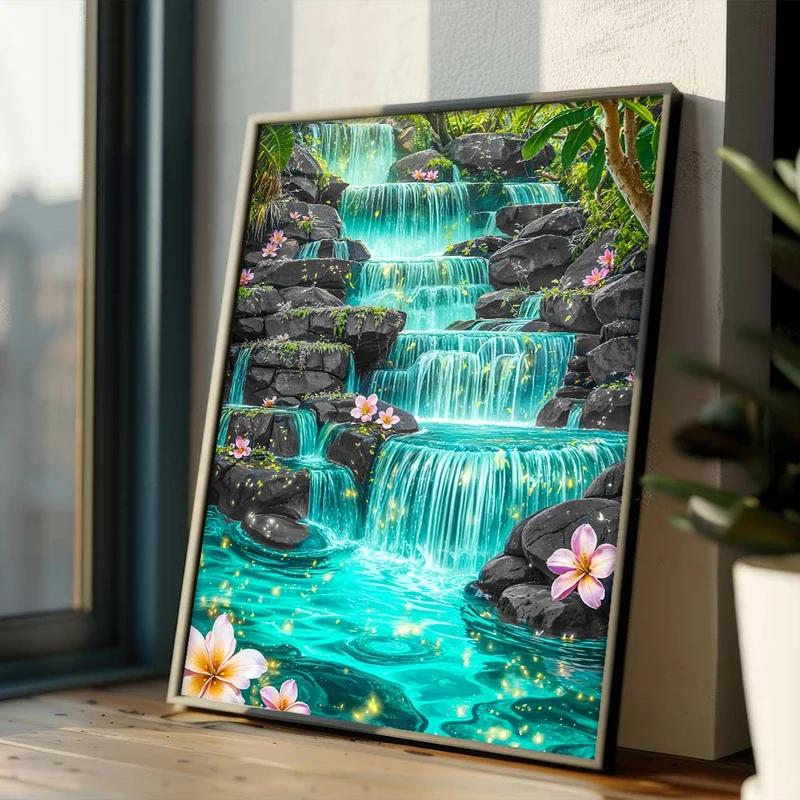 5D Diamond Painting – Smaragdquelle der Tropen