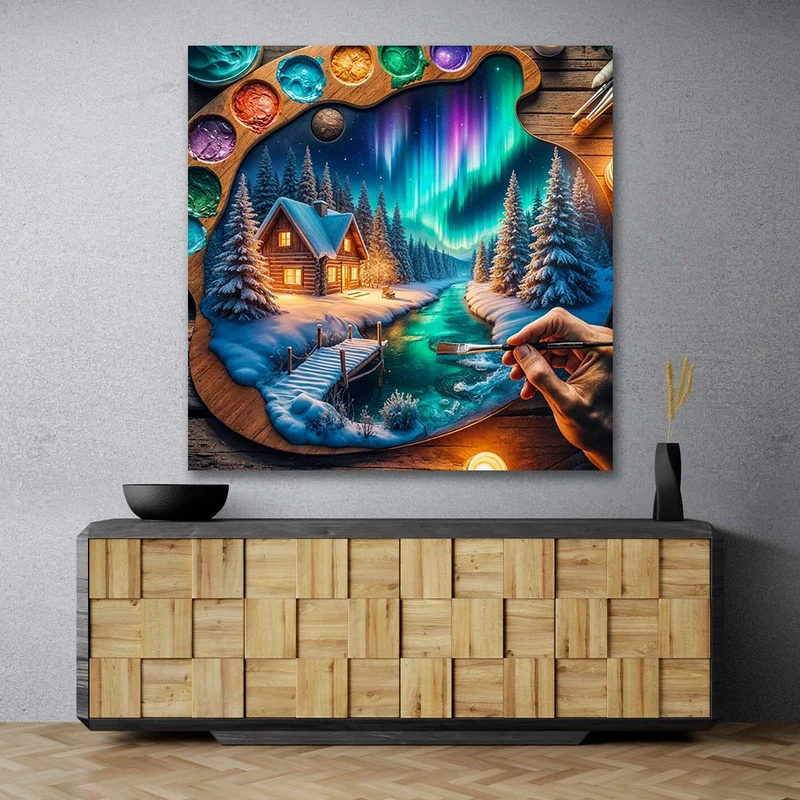5D Diamond Painting – Polarlichtzauber im Künstlerherz