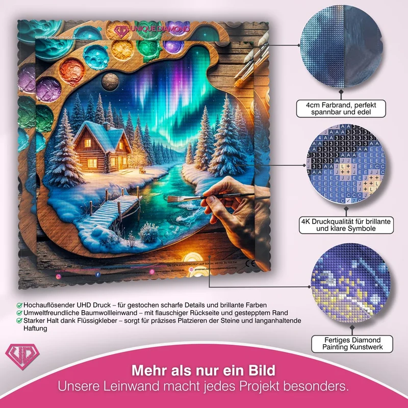 5D Diamond Painting – Polarlichtzauber im Künstlerherz