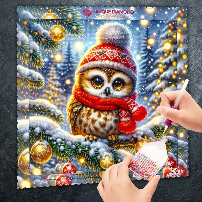 5D Diamond Painting – Eulchen Finni im Lichterwald