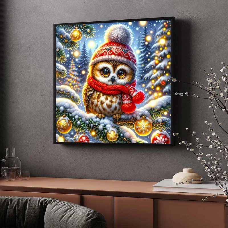 5D Diamond Painting – Eulchen Finni im Lichterwald