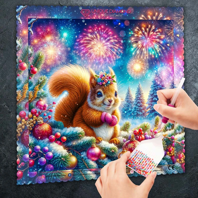 5D Diamond Painting – Funkelpfötchen & das Silvesterwunder