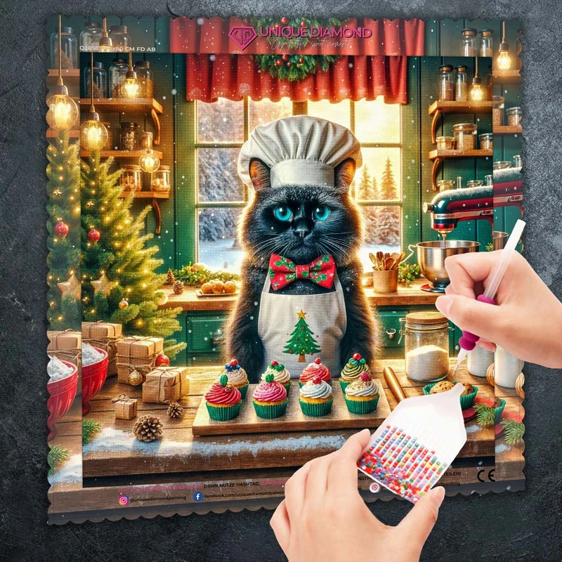 5D Diamond Painting – Kater Cookie & das Weihnachtswunder