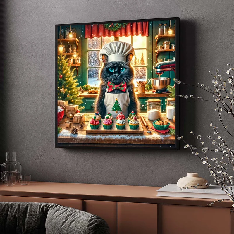 5D Diamond Painting – Kater Cookie & das Weihnachtswunder