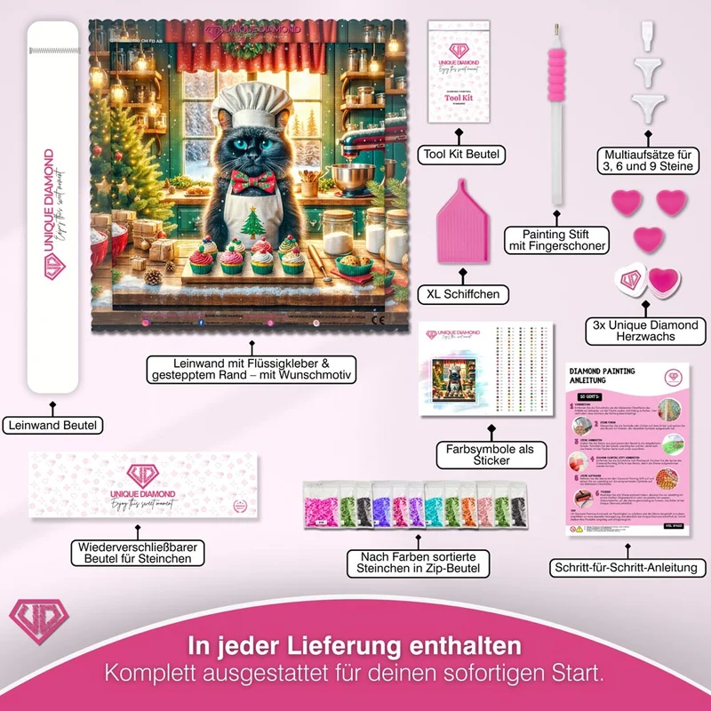 5D Diamond Painting – Kater Cookie & das Weihnachtswunder