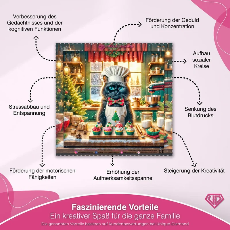 5D Diamond Painting – Kater Cookie & das Weihnachtswunder