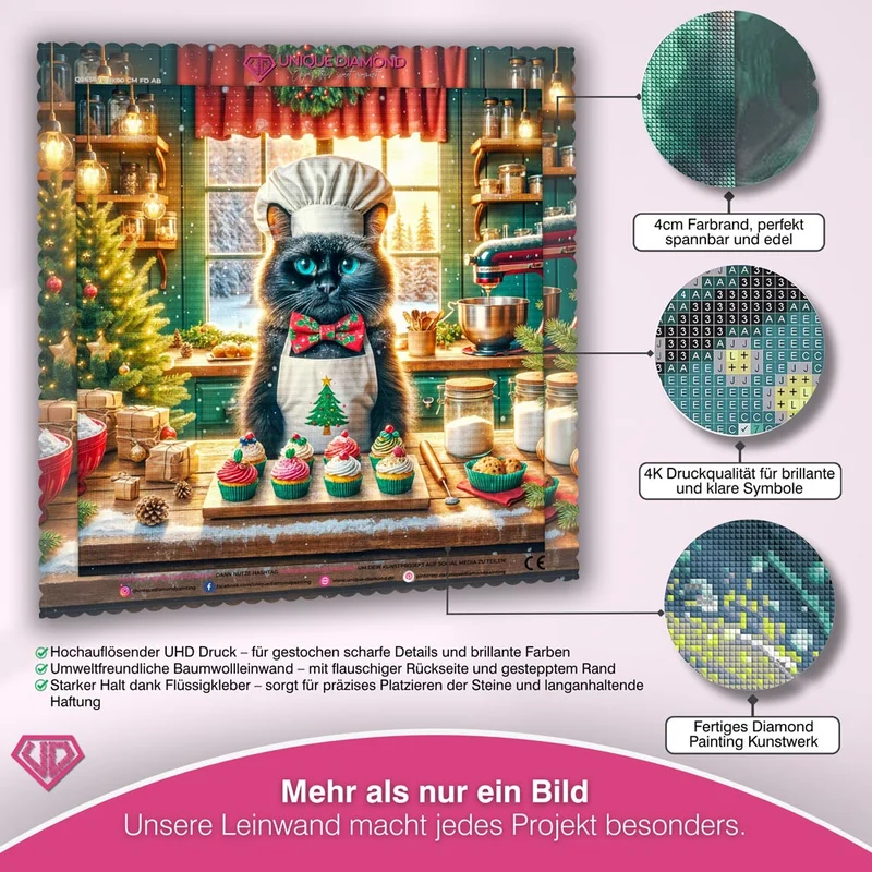 5D Diamond Painting – Kater Cookie & das Weihnachtswunder