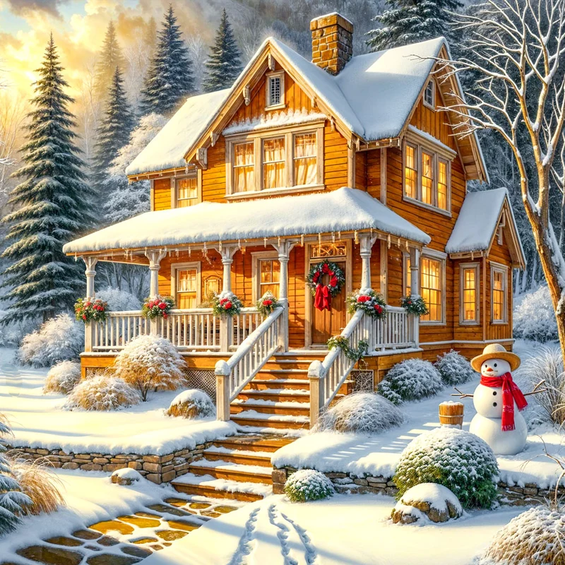 5D Diamond Painting – Wintertraum am Waldrand
