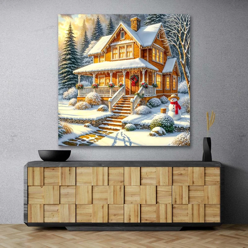 5D Diamond Painting – Wintertraum am Waldrand