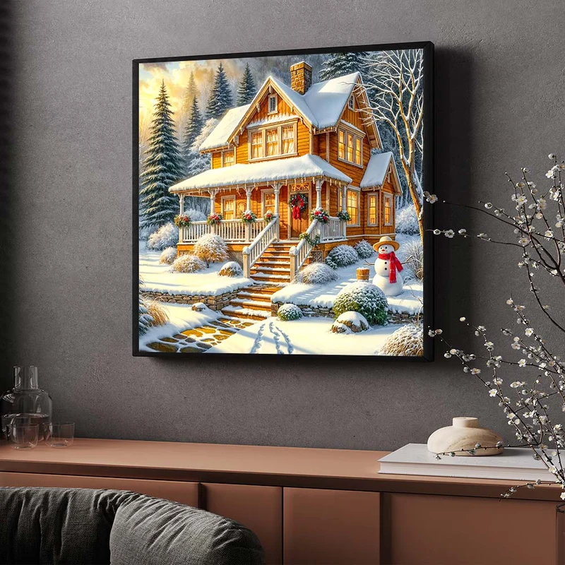 5D Diamond Painting – Wintertraum am Waldrand