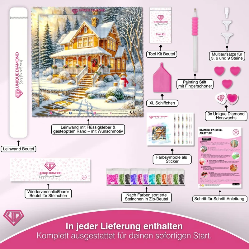 5D Diamond Painting – Wintertraum am Waldrand