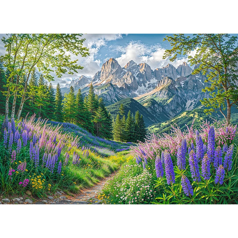 5D Diamond Painting – Alpenpoesie im Blütental