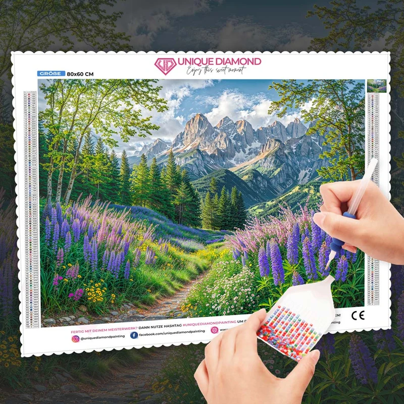 5D Diamond Painting – Alpenpoesie im Blütental
