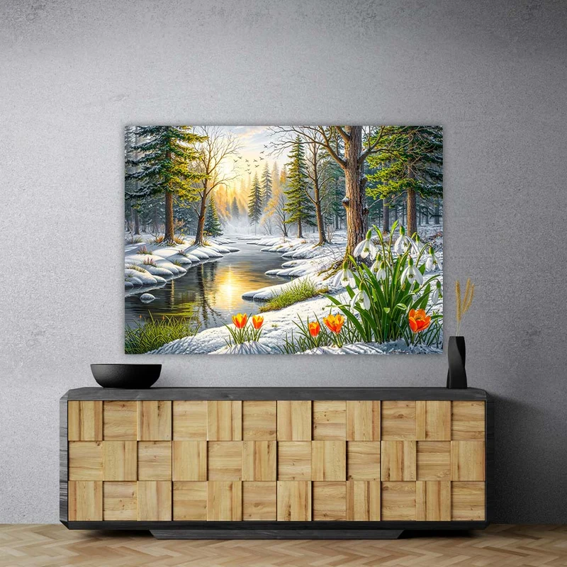 5D Diamond Painting – Frühlingsflüstern im Winterwald