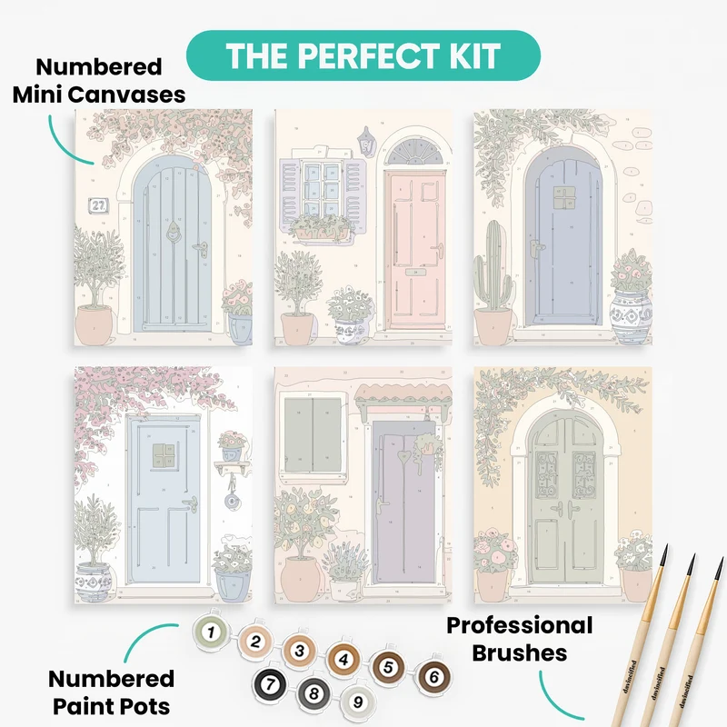 Mediterranean Doorways - Mini Paint by Numbers Set