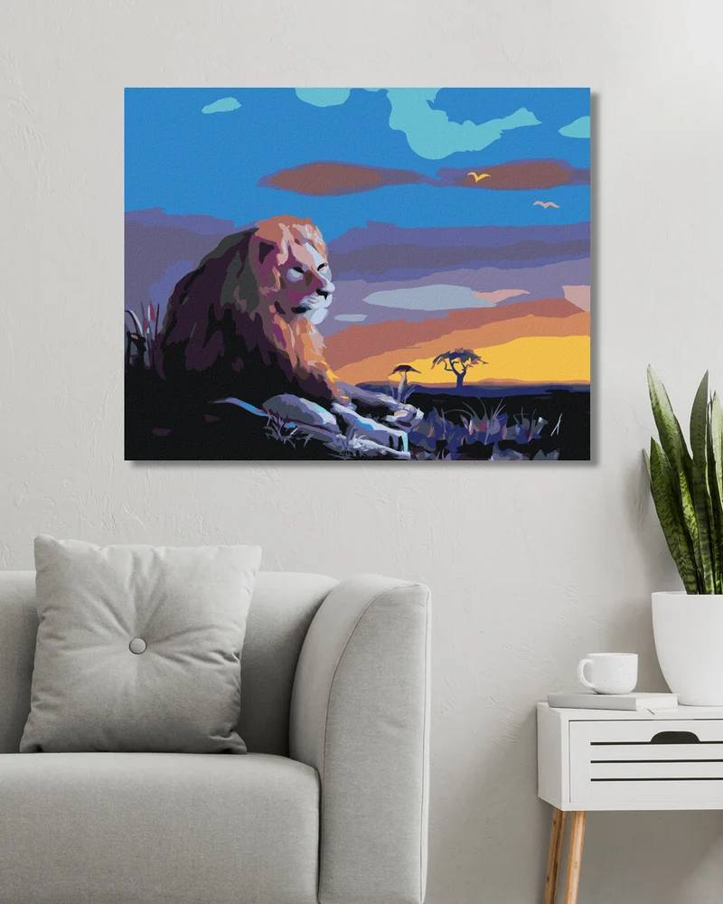 Diamond painting - EINSAMER LÖWE BEI SONNENUNTERGANG (D. RUSTY RUST)
